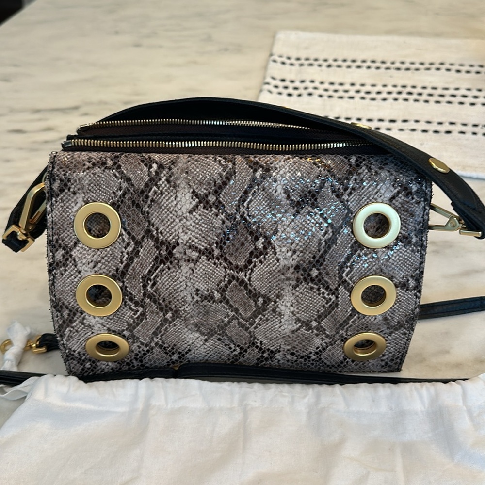 Hammitt Black and Gold Snakeskin Crossbody Bag - Picture 6 of 16